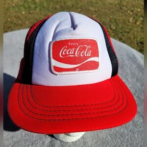 Vintage Coca Cola Patch Cap Hat Wadsworth Snapback Mesh Trucker Small - Medium